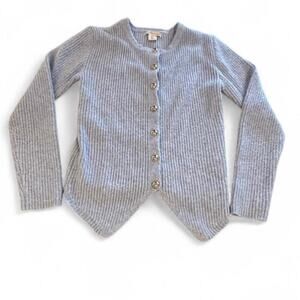 Sincerely Jules Ribbed Cardigan with Pointed (V) Hem - Baby Blue - Size L